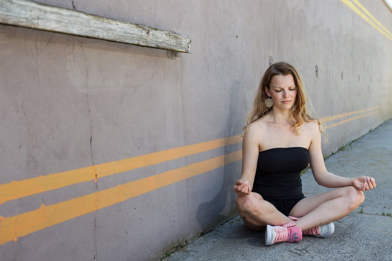 Woman practicing deep breathing
